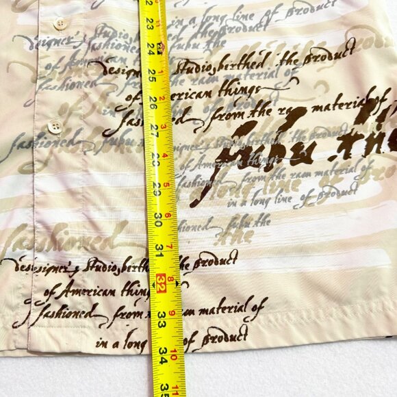 Fubu Men's Short Sleeve Button Down Script Print Tan Brown Shirt Size Large NWOT - Picture 8 of 8